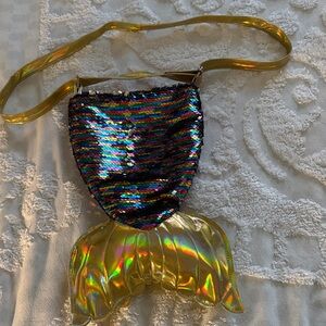 Mermaid Sequin Crossbody Bag with Holographic Gold Tail